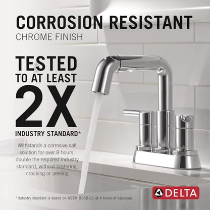 Delta Nicoli Centerset Chrome Bathroom Faucet, 4 Inch 3 Hole Bathroom Sink Faucet for Vanity, Push-Pop Drain Assembly, Chrome 25849LF - color: Chrome