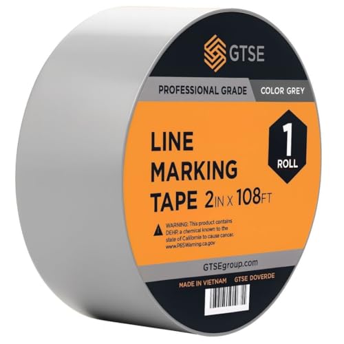 GTSE 2 inch x 108 ft Gray/Grey PVC Vinyl Floor Tape, Grey Safety Marking Tape, 6 mil Thick, Suitable for Dance Floors, Gyms, Warehouses, Sports Facilities - color: Gray, size: 2" x 108 ft