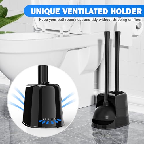 Toilet Plunger and Brush Set, Bowl Brush and Heavy Duty Toilet Brush with Ventilated Holder, 2-in-1 Toilet Brush and Plunger Combo for Bathroom Deeply Cleaning - color: Style 3