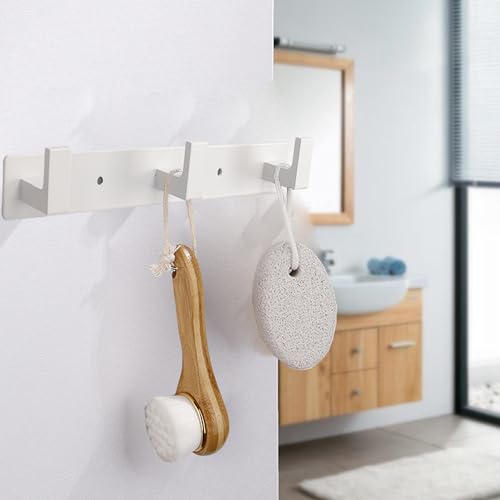 Coat Rack, Heavy Duty Stainless Steel 3 Tri Coat Hook Hanger, Wall Mounted Wall Hooks, Rustic Clothes Hook/Key Hook Rail for Bathroom Kitchen Entryway(2 Pack, 3 Hook White) - color: White, size: 3 Hook-2 Pcs