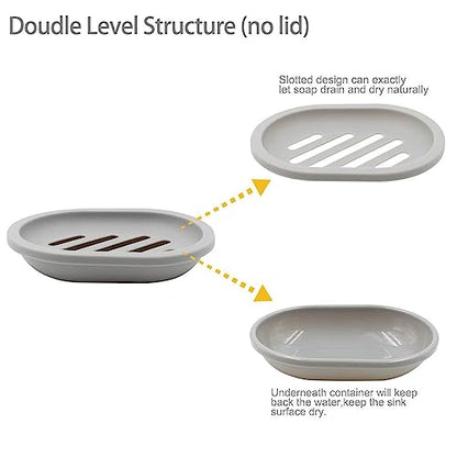 Topsky 4pcs Soap Dish with Drain, Soap Holder, Soap Saver, Easy Cleaning, Dry, Stop Mushy Soap (Grey) - color: Grey 4pcs