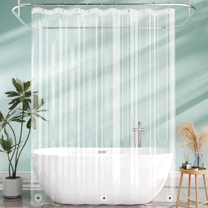 AmazerBath Extra Long Shower Curtain Liner 72x108, Clear Shower Curtain Liner Tall, Waterproof Plastic Shower Liner, Washable PEVA Shower Curtain with 3 Magnets and 12 Rustproof Metal Grommets - color: Clear, size: 72"W x 108"L (Pack of 1)