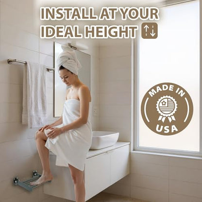 Shower Foot Rest and Shaving Pedestal - Wall Mount Folding Shower Ledge/Elevate Foot for Comfort/Safely Shave Legs and Wash Feet/Supports 200 lbs/ 304 Stainless/Matte Black/ 9”x 8” - color: Matte Black