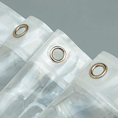 NTBAY EVA Shower Curtain Liner, 72 x 72, 6 Gauge, Clear Water Cube | Water-repellent EVA Liner with 3 Bottom Magnets, 12 Reinforced Grommets, and 12 Plastic Hooks - color: Clear Water Cube, size: 72"W x 72"L (Pack of 1)