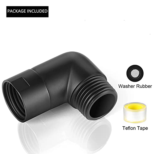 Black Shower Elbow Connector, Biveah Brass 90 Degree Shower Extension Arm Hose Elbow Adapter for Shower Head, KSB012B