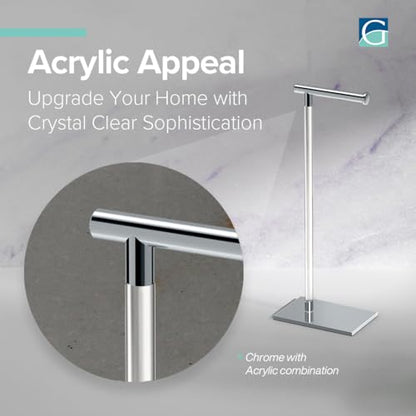 Gatco 1331C Modern Rectangle Base Freestanding Toilet Paper Holder, Chrome/Acrylic, Weighted Base Bathroom Tissue Stand 22.25" - color: Chrome/Acrylic, 22.25"h