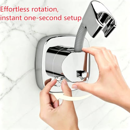 360° Swivel Shower Head Holder with Strong Suction Cup, Adjustable No Drill | Tool-free install in seconds, bathroom wall mount handheld shower bracket, removable, waterproof, 10kg built-in storage hook - color: Gray