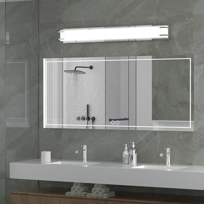 LED Bathroom Light Fixtures Over Mirror 32” Vanity Light with Milky White Lampshade 4000K Daylight Chrome Finishing Bath Bar (Chrome) - color: Chrome, size: 32 inch