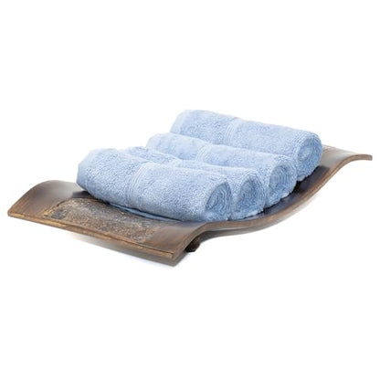Mosobam Luxury Turkish Washcloths, 4 Pack, 13 x 13 in, 700 GSM, Allure Blue | 4 washcloth face towels, 13 x 13 in, 700 GSM, 50% viscose made from bamboo and 50% Aegean Turkish cotton, plush and absorbent - color: Allure Blue, size: Washcloths, Set of 4