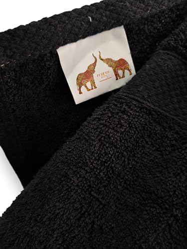 Mango Gifts 100% Cotton Hand Towels Set of 2, 16 x 28 Inch, Soft Combed Cotton, Highly Absorbent, Quick Dry, Sustainable Towels for Bathroom, Hotel, Spa, Dorm, Black - color: Black