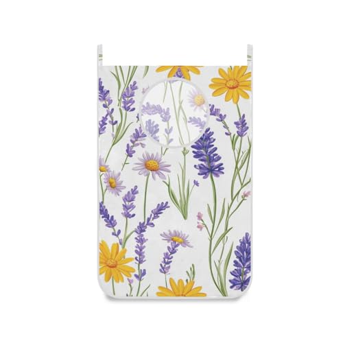 Hanging Laundry Hamper Over the Door with Stainless Steel Hooks Rack Dirty Clothes Wall Mounted Hamper Basket Bag 29.5X20inch Cornflower and Lavender - color: Cornflower and Lavender, size: 20x29.5inx1