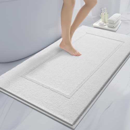anllugs Bathroom Rugs, 30" x 60" Soft Bath Rugs, White | Non-Slip, Super Absorbent, Machine Washable, Quick Dry, Bath Mats for Shower and Bathtub, TPR Backing - color: White, size: 30" X 60"