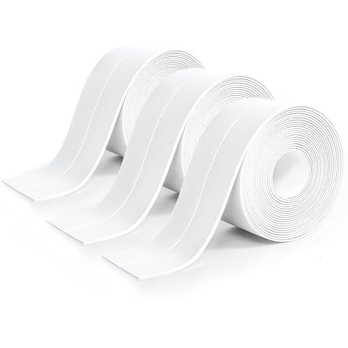 Caulk Tape, 10.5FT Peel and Stick Waterproof Seal Tape - No Tools No Mess Self-Adhesive Waterproof Tape for Toilet Bathtub Sink Tub Kitchen Countertop, Flexible PVC Strip Filler Caulking Tape - color: 3 Roll-White