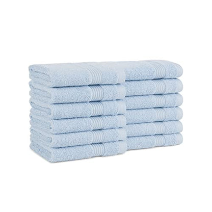 Arkwright Bath Washcloths 12 Pack - Super Soft 100% Cotton, 600 GSM Quick Dry & Absorbent, Luxury Face & Body Wash Cloth Towels for Hotels, Spa, and Vacation Rentals, Misty Blue - color: Misty Blue