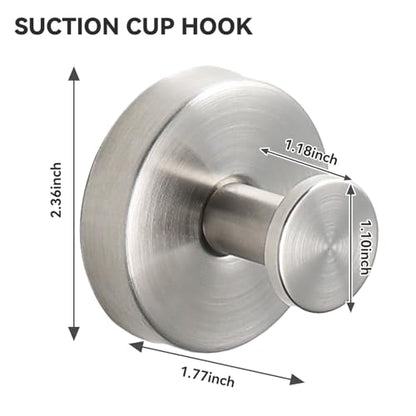 Suction Cup Wreath Hangers for Front Door Glass, Heavy Duty Vacuum Holder with Extended Hook, Washable Reusable Towel Hooks for Bathroom Shower, Silver 2 Pack Stainless Steel - color: Silver