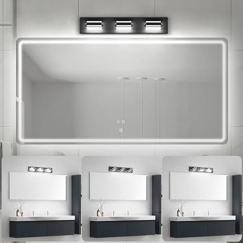 Ralbay LED Modern Bathroom Vanity Lights Black 3-Light 24inch Matte Black Modern Acrylic Bathroom Wall Lighting Fixtures Over Mirror - color: Black, size: 24 inch