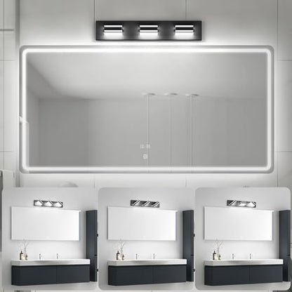 Ralbay LED Modern Bathroom Vanity Lights Black 3-Light 24inch Matte Black Modern Acrylic Bathroom Wall Lighting Fixtures Over Mirror - color: Black, size: 24 inch