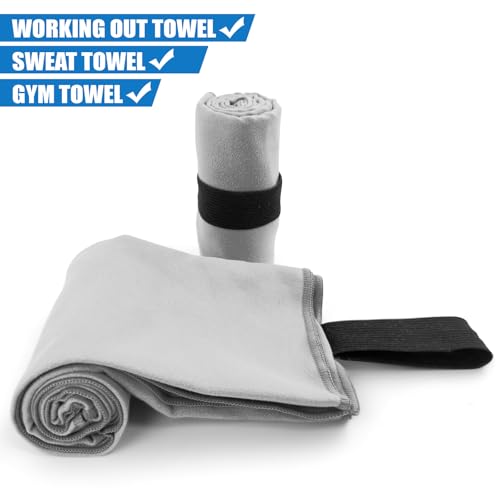 Camping Towel Microfiber 2 Pack S Size Quick Dry Lightweight for Travel Face Hand Neck Running Gym Cycling Fitness Golf Tennis Sweat Towels(Light Grey, 2 Pack S) - color: Light Grey, size: 2 Pack S