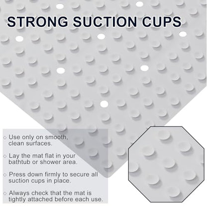 Webos Anti Slip Shower Mat for Tub & Shower Stall, 21" x 21" Square Silicone Bathtub Mat with Powerful Suction Cups, Fast-Draining, Machine Washable Soft Foldable Bathroom Mat, White - color: White, size: 21" x 21" (Square)