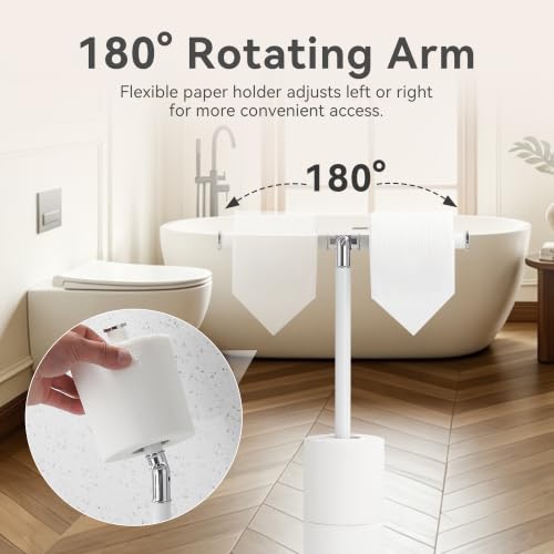 Black 3-Roll Tissue Holder, Weighted Base, Swivel Arm & Tray White - color: White