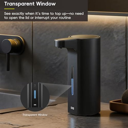 EKO Aroma Pro 13.5 fl oz Touchless Automatic Liquid Soap Dispenser, Rechargeable Hand & Dish Soap Dispenser for Bathroom and Kitchen, Waterproof, Adjustable Volume Control (Matte Black) - color: Matte Black, size: 13.5 oz (Premium Wireless Charging)