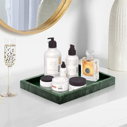 Green Marble Tray,Pure Natural Vanity Tray | Marble trays for Kitchen Counter Non-Ceramic/Non-Resin,Stone Tray 12 x 8 inch - color: Green