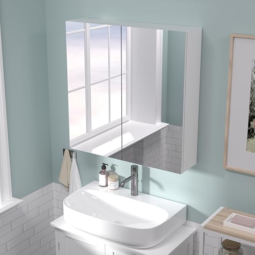 24x24 Bathroom Wall Cabinet, Saver Storage Cabinet, Medicine Cabinet with 2 Door and Adjustable Shelves，Flat-Pack Design – Assembly Required - size: W24 x H24 2 Door