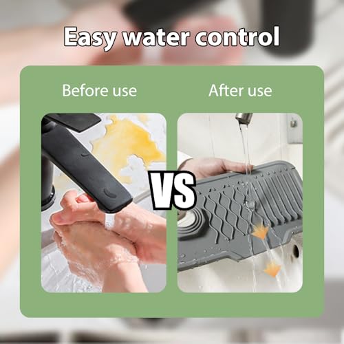 Kitchen Silicone Sink Faucet Mat, 2026 New Foldable Faucet Mat for Kitchen Sink, Multi-Functional Silicone Faucet Guard, Quick Drying Splash Guard ＆ Draining Mats (White, 24x5.7 Inch) - color: White