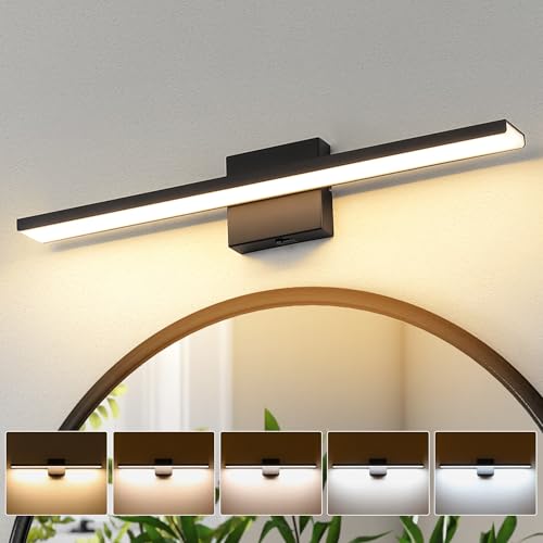 JUSHENG Black Vanity Lights for Bathroom 5CCT Dimmable Bathroom Vanity Light Fixtures LED Vanity Light Bar 24'' Inch 24W ETL Certificated - color: Black-5CCT, size: 24'' Long-Dimmable