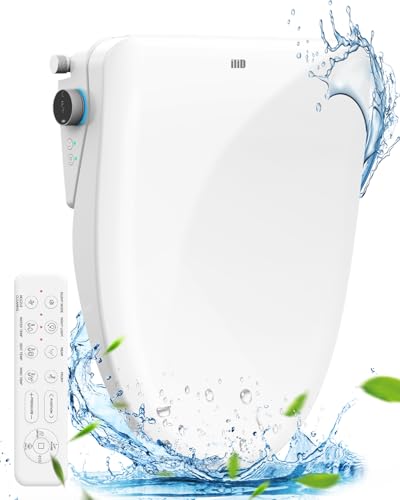 iliD Heated Bidet Toilet Seat with Remote, Electric, Warm Water, Elongated | Dryer, Four Cleaning Modes, Self-Cleaning Nozzle, Adjustable Angle & Pressure, Eco, Night Light, Slow Close, Silent Mode