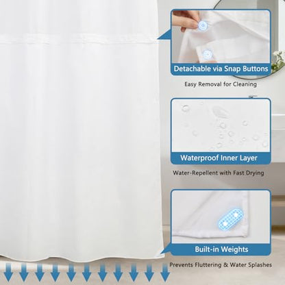 Hook-Free Ocean Shower Curtain with Translucent Top Window, Shower Curtain with Snap in Liner and Weighed Hem, Waterproof Bathroom Shower Curtains, Ocean Themed Bathroom Decor, 71x74 Inch - color: Enchanted Undersea