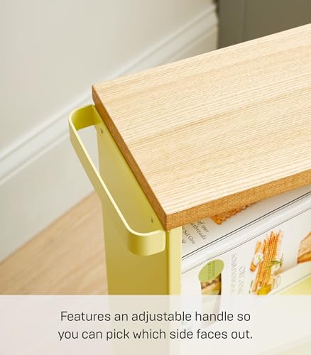 YAMAZAKI Home Bathroom Cart, Rolling Slim Utility Storage with Handle, Yellow - color: Yellow
