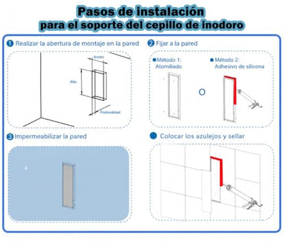 Stainless Steel Recessed Toilet Brush Holder - Invisible in-Wall Bathroom Niche Cabinet with Tileable Door, Enclosed Storage, Hygienic & Space-Saving (Matte Black ，45x12x12 cm)