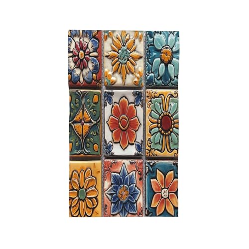 Boho Colorful Flower Hand Towels Bathroom Kitchen Dish Towel Decorative Soft Absorbent Washcloths Guest Fingertip Towels for Gym Hotel Yoga Spa Home Decor 16X30 Inch - color: Boho Colorful Flower