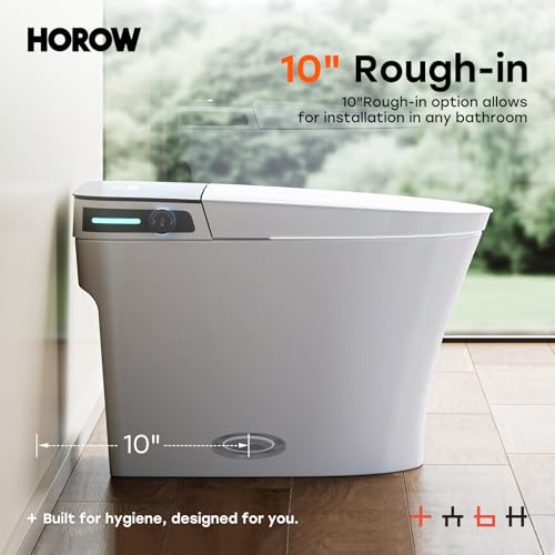 HOROW Bidet Toilet 10" Rough-in, Smart Toilet with Auto Open/Close Lid, Smart Toilet with Bidet Built-in, Instant Warm Water, Elongated Heated Seat, Dryer, Blackout Flushing and Deodorization - style: HR-T37