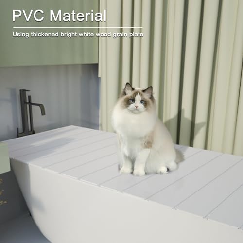 Bathtub Tray, Anti-dust Bathtub Cover, Bath Insulation Cover(67×31×0.24in) | Foldable PVC Shutter Bath Lid Fit Most Tubs, Can Store Wine Glass, Books, Tablets, Cellphones, White - size: 170x80x0.6cm