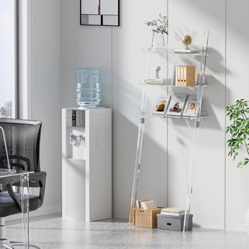 3-Tier Acrylic Over The Toilet Ladder Shelf, Clear Over-The-Toilet Storage Bathroom Organizer Rack for Bathroom Laundry Room, 24.96" L x 9.84" W x 69.69" H