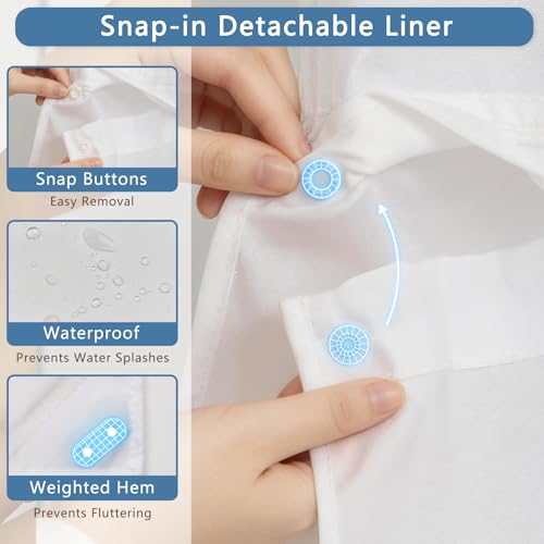 No Hook Shower Curtain with Snap in Liner, Waterproof Ocean Shower Curtain with Sheer Top Window and Weighted Hem, Coastal Underwater Starfish Design Bathroom Shower Curtains, 71" W x 74" L - color: Undersea Starfish