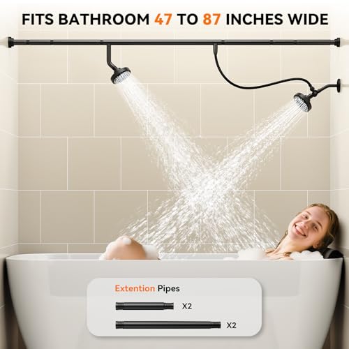 Dual Shower Head for Couples, Double Showerheads (Black) | High Pressure, Two Showerhead System Fit 2 Person People, Birthday Gifts for Women Men, Spa-Like, Segmented Design - color: Black
