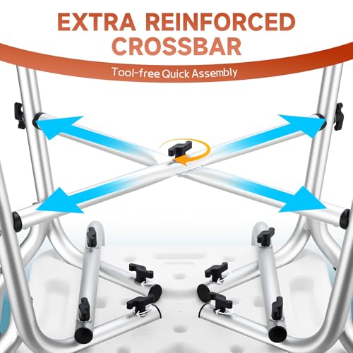 Shower Chair for Inside Shower, 600 lb Adjustable Chair with Arms and Back | FSA/HSA Eligible, 600lb Capacity, Crossbar Design, Adjustable Height, Tool-Free, Non-Slip Bath Chair for Elderly and Disabled - color: Orange