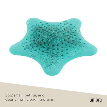 Umbra Starfish Hair Catcher, Suction Cup Drain Cover, 6-Inch, Surf Blue - color: Surf Blue