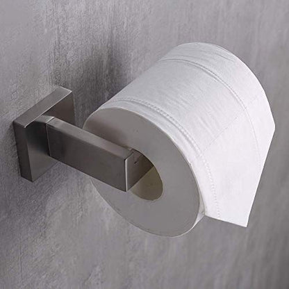 TASTOS Toilet Paper Holder Brushed Nickel, Toilet Tissue Roll Holders Dispenser and Hangers Wall Mounted for Bathroom & Kitchen, Stainless Steel Modern Square Style (Silver) - color: Brushed, size: Square (1 pack)