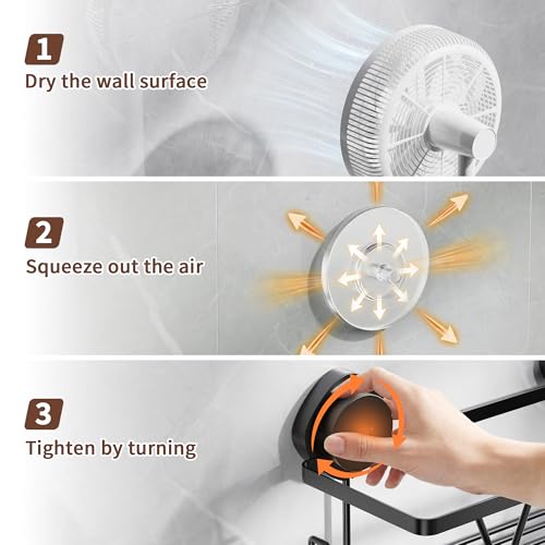KEGII Suction Cup Shower Caddy Shower Organizer Shelf Bathroom Storage | 2 Pack Stainless Steel No Drill Shower Suction Shelf with Soap Holder & Hooks, Shampoo Holder Bathroom Basket, Black - color: Matte Black