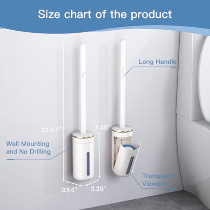 Disposable Toilet Brush with 32 Refill Heads and Holder- Clean Brush Starter Kit with 1 Toilet Wand, 1 Storage Caddy and 1 Fragrant Tablet (1 + 32) - color: White