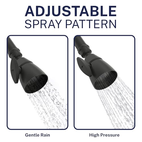 HammerHead Showers® Solid Metal 2 Inch High Pressure Shower Heads - MATTE BLACK – 2.5 GPM Shower Heads High Pressure - High Flow Shower Head with ADJUSTABLE SPRAY PATTERN - Fixed Shower Head - color: Matte Black, size: 2.5 GPM Standard