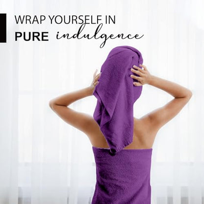 KAHAF COLLECTION 100% Cotton Bath Towels, 24x48 Pack of 6 Towels, Quick Dry, Highly Absorbent, Soft Feel Towel, Gym, Spa, Bathroom, Shower, Pool, Luxury Soft Towels (Dark Purple, 24x48-6 Pack) - color: Dark Purple, size: 24x48 - 6 PACK