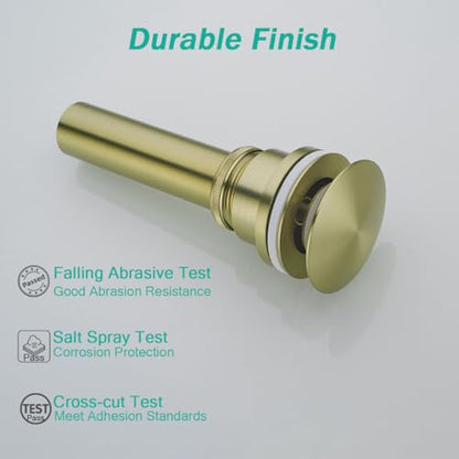 Dual Use Pop Up Drain Stopper,Bathroom Vanity Vessel Sink Stopper,Brushed Gold, for Basin With or Without Overflow hole,SE83999BG - color: Brushed Gold