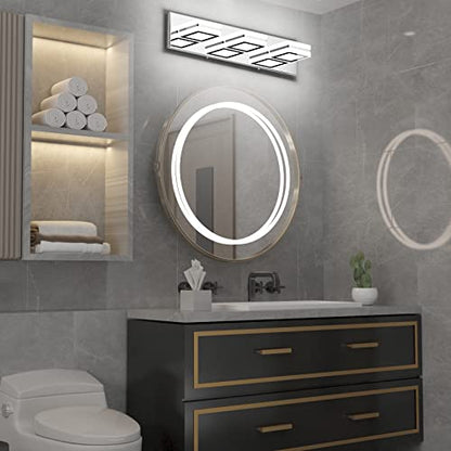 Ralbay Modern LED Vanity Light Fixtures 3 Lights Up and Down LED Modern Bathroom Vanity Lights Over Mirror Rotatable Acrylic Stainless Steel Chrome Bath Wall Lighting - color: Chrome, size: 3 Light