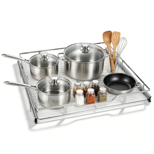 Pull Out Cabinet Organizer 20" W X 21" D, Chrome | Pull Out Drawers for Cabinets, Slide Out Drawers for Kitchen Cabinet Organizer, Cabinet Drawers Slide Out