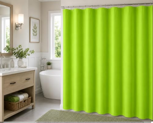 BH Home Shower Curtain Polyester Fabric Water Resistant Shower Curtain or Liner. Hotel Collection Quality.(Lime Green) - color: Lime Green